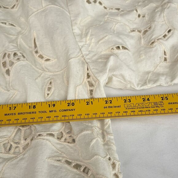 Anthropologie Floreat Boho Lace Kimono Laser Cut Linen Cotton White Green‎ OS - Picture 13 of 14